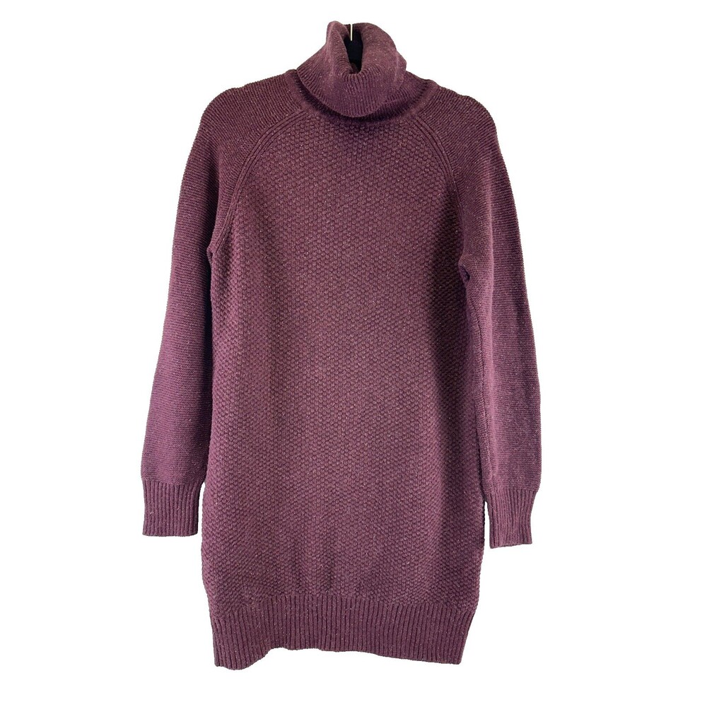 PrAna Sangria Fields Sweater Dress Turtleneck Textured Burgundy Womens Small